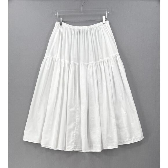 ENZA COSTA Tiered Maxi Skirt Womens XL White Cotton Full Pull On Boho Beachy NEW - Picture 5 of 16